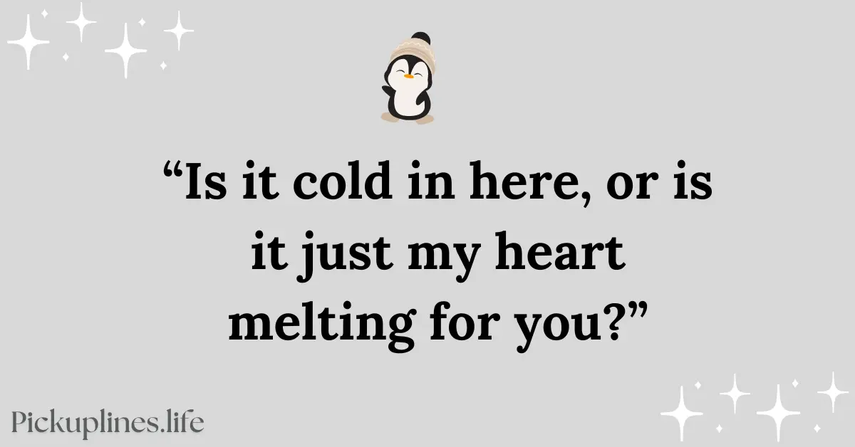 Winter Pick Up Line - Is it cold in here, or is it just my heart melting for you